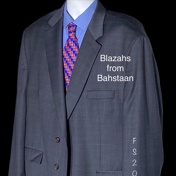 Lauren Ralph Lauren Soft Gray/Faded Blue 100% Wool Blazer Single Vent 52R